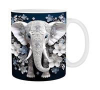 Oldmoom Ceramic Tea Cup | 350ml Elephant Design Mug - Ceramic Travel Mug with Handle for Whiskey, Juice, Soup, Wine, Beer