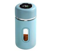 Oldmoom Glass Tumblers - 280ml Glass Bottle with Lid | Anti-Fall Tea Cup Portable Tumbler with Real-Time Temperature Display for Tea Coffee Daily Use Travel Camping Picnic Restaurant Home Work