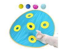 Oldmoom Interactive Cat Toy - Cover Indoor Cat Toys for Boredom with 4 Rolling Balls | Tunnel Electric Self-Activity for Entertain Play Train Hunt, Christmas Halloween Birthday