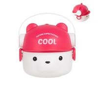 Oldmoom Lunch Box for Toddler | Cute Bear Double-Layer 800ML Small Lunch Box | Dinner Bowls for Healthy Eating Portion Control Kids School Salad Work Breakfast