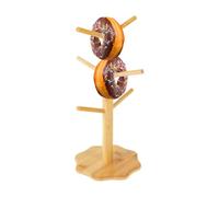 Oldmoom Pretzel Stand - Wooden Donut Stand - Six-Pillar Tree Shape Sausage Pretzel Organizer, Countertop Cup Holder for Kitchens Cafes Hotels