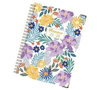 Oldmoom Ring Notebook,Calendar Planner Book | A5 Thick July 2025-June 2026 Aesthetic Flower Pattern Coil Diary for Journaling Note-taking Sketching Studying Creative Writing Planning