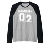 Oldometer 1-2 2nd Birthday Sport Text 2 Year Old Raglan Baseball Tee