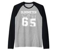 Oldometer 64-65 65th Birthday Sport Text 65 Year Old Raglan Baseball Tee