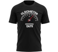 Oldometer 70th Birthday Mens T Shirt Funny Speedometer Tee 25550 Days Old Top, XL, Black