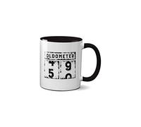 Oldometer Mug Funny Joke Old Age Birthday 50th Present Gift Ideas Will Heavy Duty Handle Dino Coated Dishwasher/Microwave Safe Sublimation Ceramic (Black Handle)