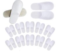 OldPAPA 15 Pairs of Hotel Slippers, Disposable Deluxe Closed Toe Spa Slippers, Flat White House Shoes Washable and Foldable for Spa, Party Guest and Travel