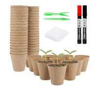 OldPAPA Fibre Seed Pots, Biodegradable Plant Pots, Compostable Plant Pots for Seedling Growth, Paired with Plastic Plant Labels (Independent, 6cm)