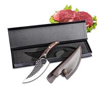 Oldpard Hand Forged Kitchen Chef's Knife with Leather Sheath Cover | Meat Boning Knife, Fishing Fillet&Vegetable Cutter | for Kitchen or Outdoor BBQ, Camping