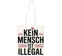 Oldrytee Kein Mensch Ist Illegal Beige Unisex-Einkaufstasche aus Baumwolle Shopping Beige Totebag