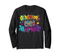 Oldschool Hip Hop Boombox Graffiti Retro 90s 80s Rap Music Long Sleeve T-Shirt