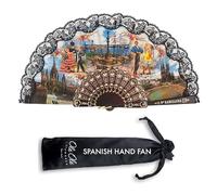 Ole Ole Flamenco Spanish Folding Hand Fan for Women Authentic Foldable Hand Fan Handmade in Spain - Souvenir, Dance, Accessory (Barcelona II)