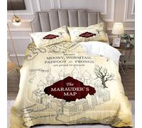 OLEBETY 3 Pieces Vintage Marauder's Map Beige Comforter Set Full Size, Magical Witchy Bedding Set, Magic Castle Wizard Quilt, Teens Boys Girls Kids Bedroom Decor, All Season Bed Set, 2 Pillowcases