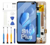 OLED 6.4" LCD Display for Samsung Galaxy S10 Plus LCD Screen Replacement for Samsung Galaxy S10+ G975 G9750 G975U Display Touch Screen Digitizer Assembly + Tools (Gold Frame,with Fingerprint)