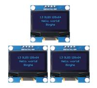 OLED Display Module Binghe 3 Pcs 1.3" LCD with OLED Display with Blue Character Display I2C IIC OLED Display 128x64 Pixels SSH1106 Chip Compatible with Arduino with Raspberry Pi