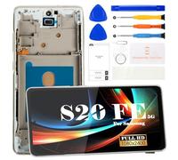 OLED For Samsung Galaxy S20 FE 5G LCD Screen For Samsung S20 FE 5G Screen Replacement SM-G781B Display Touch Digitizer Assembly Repair Kits With Frame(Support Fingerprint Function) (Silver)