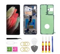 OLED for Samsung Galaxy S21 Ultra 5G LCD Screen Replacement for Samsung S21 Ultra Touch Digitizer Screen Display Assembly with Frame Toolkits G998U G998B/DS (Silver)