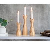 OLEEK Wooden Candle Holder Set to Suit Any Style of Decor - Durable & Easy to Clean Taper Candle Holders - Candle Living Room Set to Create A Warm Atmosphere - Set of 3 Wooden Candlestick Holders