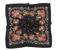 OLEETS Spring And Autumn Bohemian Style Flowers Head Scarf Shawl,70x70cm(Black) Russian And Ukrainian Style Square Shawls Scarves