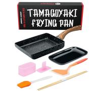 OLEEX YOUR KITCHEN HELPER - Juego de sartenes para tamagoyaki con herramientas de cocina Como molde Musubi, espátula y otros accesorios de Omelette, sartén cuadrada antiadherente sin PFOA, 5 x 7inch
