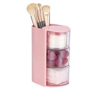 OLegei 3-Layer Hair Accessories Organizer with Combs Holder, Rotatable Trinket Box for Ring, Earring, Desktop&Bathroom Organizer Deawer for Makeup Brushes, Hair Accessories, Cotton Swab,Pink