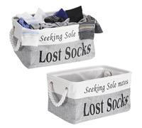 OLegei Fabric Lost Sock Storage Basket, 2pcs Small Shelves Organiser, Grey