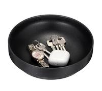 OLegei Stainless Steel Keys Caddy Bowl, Small Metal Entryway Key Holder Dish, 18cm Coffee Table Decorative Tray, Gold Catch All Bowl for Wallet, Earbuds, Car Keys (Black, Large)
