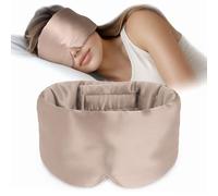 OLEILK Silk Sleep Mask Eye Mask - 100% Mulberry Silk Adjustable Eye Mask for Women and Men, Soft Padded Silk Blindfold for Sleep, Luxurious Comfort Experience for Side Sleepers, Camel