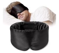 OLEILK Silk Sleep Mask Eye Mask - 100% Mulberry Silk Adjustable Eye Mask for Women and Men, Soft Padded Silk Blindfold for Sleep, Luxurious Comfort Experience for Side Sleepers, Black
