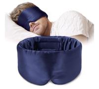 OLEILK Silk Sleep Mask Eye Mask - 100% Mulberry Silk Adjustable Eye Mask for Women and Men, Soft Padded Silk Blindfold for Sleep, Luxurious Comfort Experience for Side Sleepers, Navy