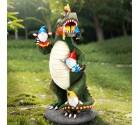 Olekki Dinosaur Eating Gnomes Garden Decor Statue - Funny Dinosaur Gnome Massacre Outdoor Decor for Yard, Patio, Lawn Ornaments - Garden Gifts for Mothers Day, Housewarming, Festival