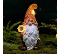 Olekki Garden Gnomes Outdoor - Sunflower Gnome Statue with Solar LED Lights for Yard, Patio, Lawn Ornaments - Best Garden Gifts for Mothers Day, Housewarming, Festival