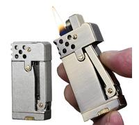 OLELY 2pcs Antique lighters Vintage Lighter,Reusable Trench Windproof Cigarette Lighter,steampunk lighter Cool Lighters for,Soft Flame Metal Kerosene Lighter (Color : Antique silver+bronze)
