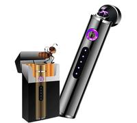 OLELY Mini Electric Arc Lighter USB Rechargeable Lighters Windproof Flameless Candle Lighter Plasma Cigarette Lighter with Battery Indicator Can Be Put In To The Cigarette Case (Color : Nero)