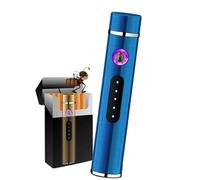 OLELY Mini Electric Arc Lighter USB Rechargeable Lighters Windproof Flameless Candle Lighter Plasma Cigarette Lighter with Battery Indicator Can Be Put In To The Cigarette Case (Color : Blue)