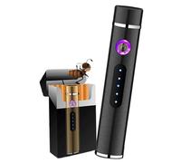 OLELY Mini Electric Arc Lighter USB Rechargeable Lighters Windproof Flameless Candle Lighter Plasma Cigarette Lighter with Battery Indicator Can Be Put In To The Cigarette Case (Color : Matte black)