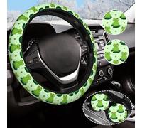 Olemier Frog Steering Wheel Cover Anti-Slip and Practical 14.5-15 Inch Universal Car Steering Wheel Cover with 2 Pieces Car Coasters Suitable for Men Women