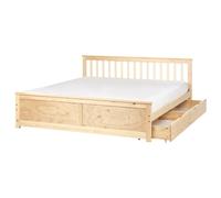 Bed with Storage Drawers Pine Wood OLENDON 180 x 200 cm (EU Super King) Light Brown