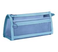 OLEOJH Clear Pencil Case Large Capacity Transparent Mesh Organizer for Pencils and Coloring Pencils, Perfect Pencil Case for Girls-Blue