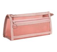 OLEOJH Clear Pencil Case Large Capacity Transparent Mesh Organizer for Pencils and Coloring Pencils, Perfect Pencil Case for Girls-Pink