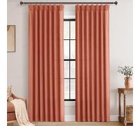 Olepangi Terracotta Pinch Pleated Linen Curtains 102 Inch Length 2 Panels for Living Room Bedroom Textured Semi Sheer Drapes Pinch Pleat Rings Window Curtain 40x102