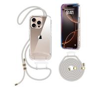 OLEPHY Crossbody Lanyard Case for iPhone 16 Pro with Strap, Adjustable and Removable Strap, Transparent Case with Cord for Hanging on the Neck for Outdoors & Hiking | Freedom for Your Hands, Begie