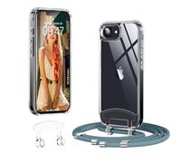 OLEPHY Crossbody Lanyard Case for iPhone 17e / 16e with Strap, Pine Green | Adjustable and Removable Strap, Transparent Case with Cord for Party & Outdoors | Free Your Hands for 17e/16e 6.1 inch