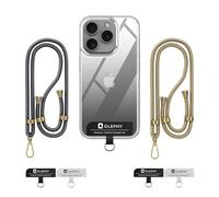 OLEPHY Crossbody Phone Lanyard Strap - 2 Packs with 4 Pack Patchs, Adjustable Universal Nylon Neck Strap Compatible with Most Smartphones, Grey+Golden
