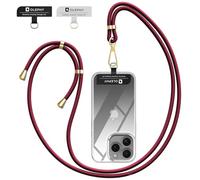 OLEPHY Crossbody Phone Lanyard Strap with 2 Pack Patchs, Adjustable Universal Nylon Neck Strap Compatible with Most Smartphones, Wine Red