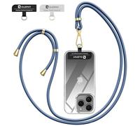 OLEPHY Crossbody Phone Lanyard Strap with 2 Pack Patchs, Adjustable Universal Nylon Neck Strap Compatible with Most Smartphones and Cases, Blue