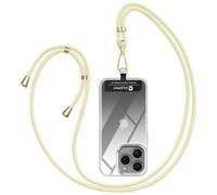 OLEPHY Crossbody Phone Lanyard Strap with 2 Pack Patchs, Adjustable Universal Nylon Neck Strap Compatible with Most Smartphones, Beige