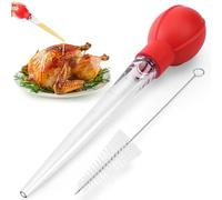 OLESBUR Premium Turkey Basters for Cooking - Baster Syringe for Hot Liquids - Meat and Food Injector - Essential Thanksgiving Cooking Tool - Turkey Baster Large with Cleaning Brush (Red)