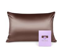 OLESILK 100% Silk Pillowcase for Hair and Skin, Both Sides 16 Momme Real Natural Mulberry Silk, with Hidden Zipper and Gift Box, 1pc, Coffee, 50x75cm