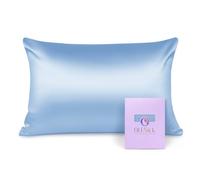 OLESILK 100% Silk Pillowcase for Hair and Skin, Both Sides 16 Momme Real Natural Mulberry Silk, with Hidden Zipper and Gift Box, 1pc, Light Blue, 50x75cm